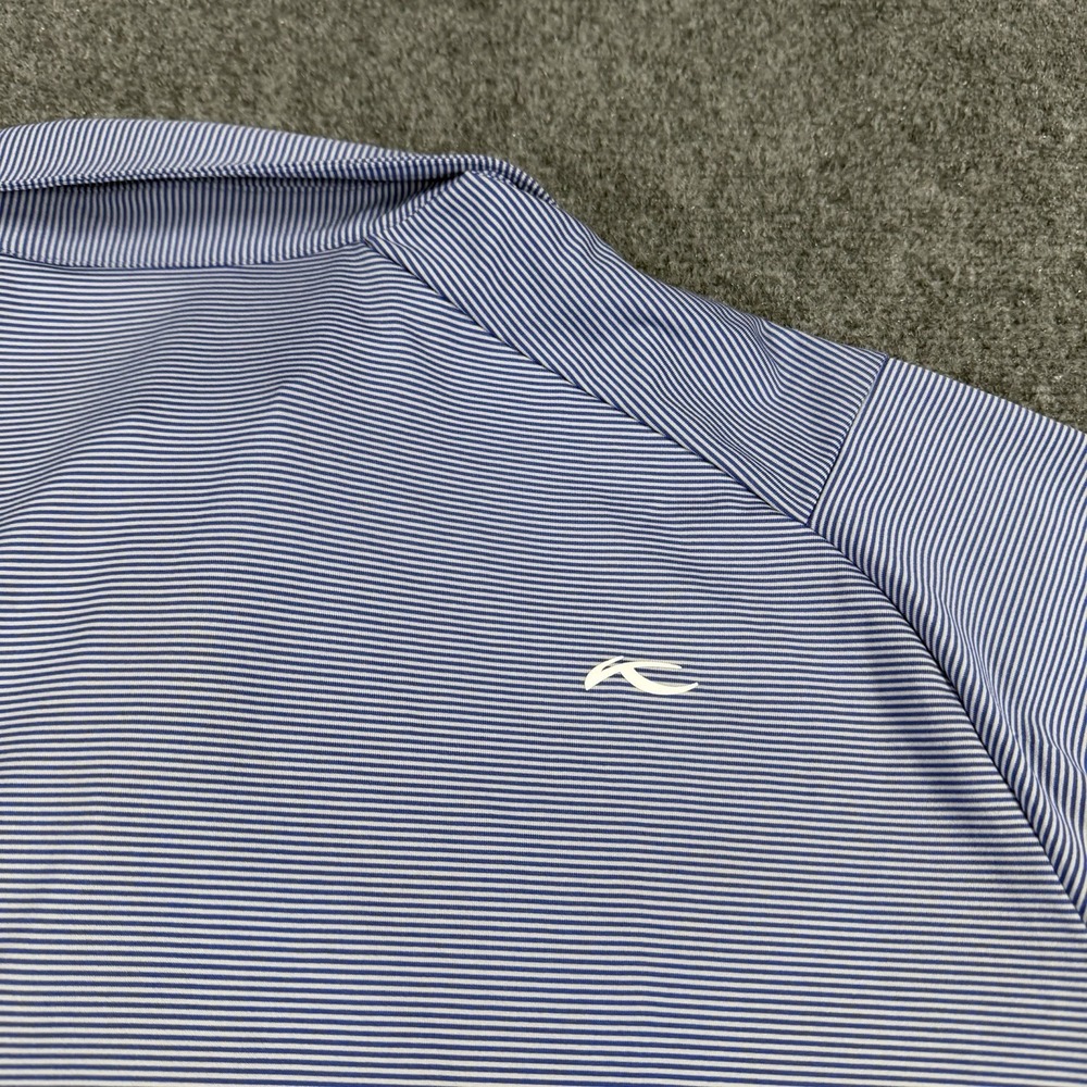 Kjus Old Head Golf Links Polo Mens XL Blue Striped Soren Performance UPF 50+ - Picture 9 of 9